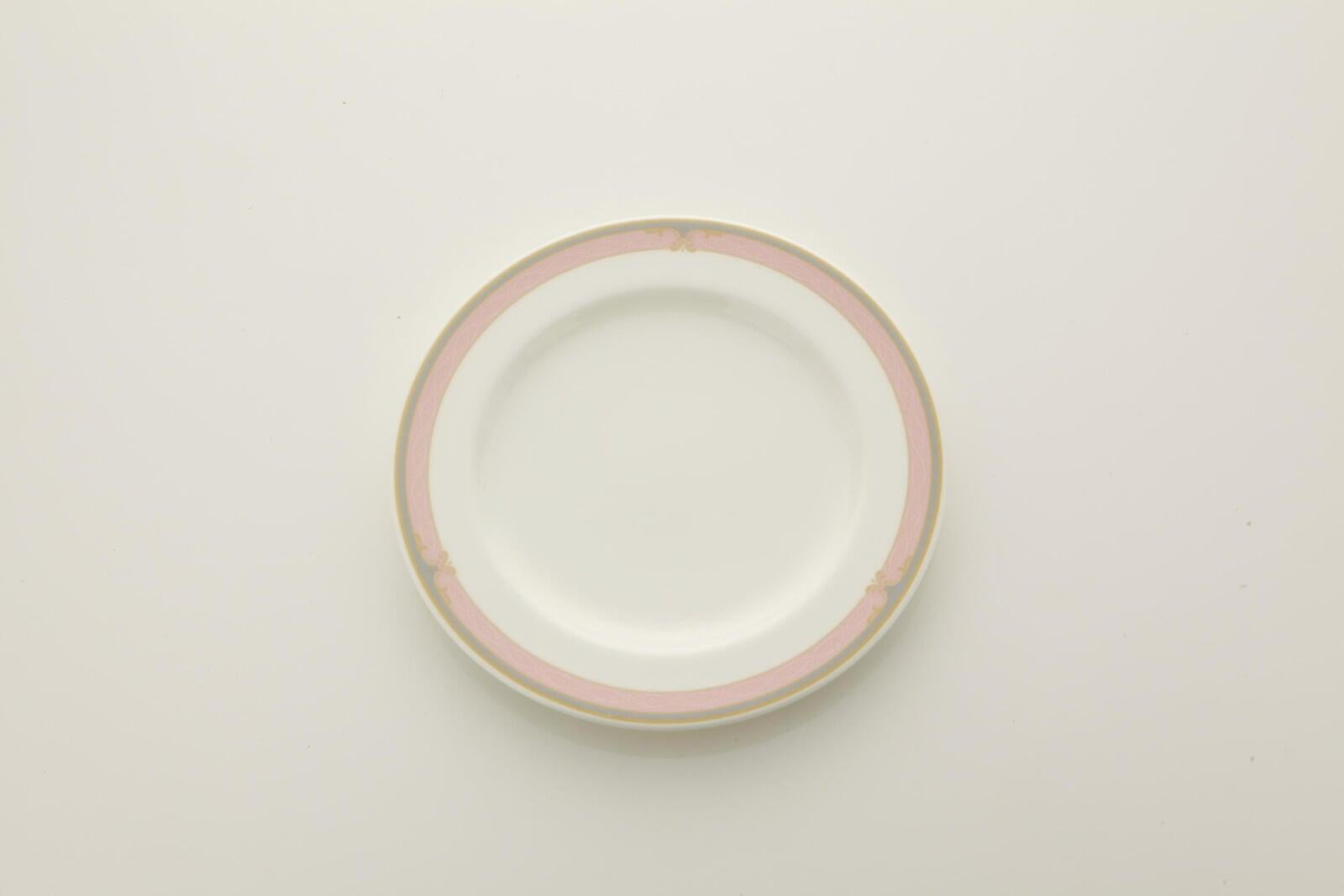 食器 - 洋食器 平皿 白地・ピンク縁 直径18cm