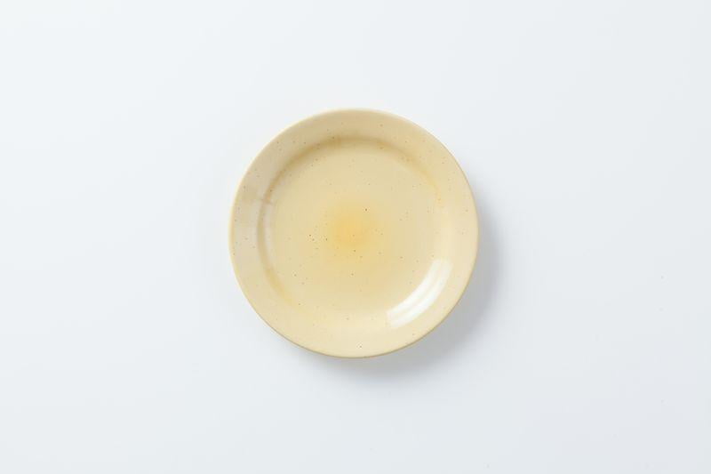 食器 - 洋食器 黄色（黒ツブツブ） 平皿（丸形） 直径18.5cm