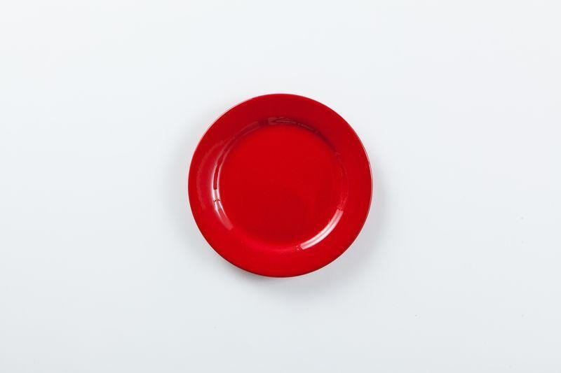 食器 - 洋食器 赤色・折り目入り 平皿(丸形) 直径21cm