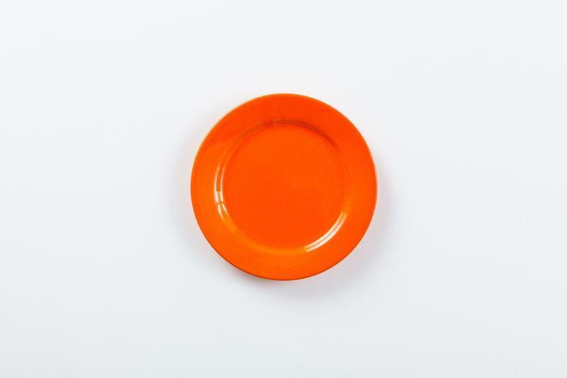食器 - 洋食器 オレンジ色・折り目入り 平皿（丸形） 直径21cm