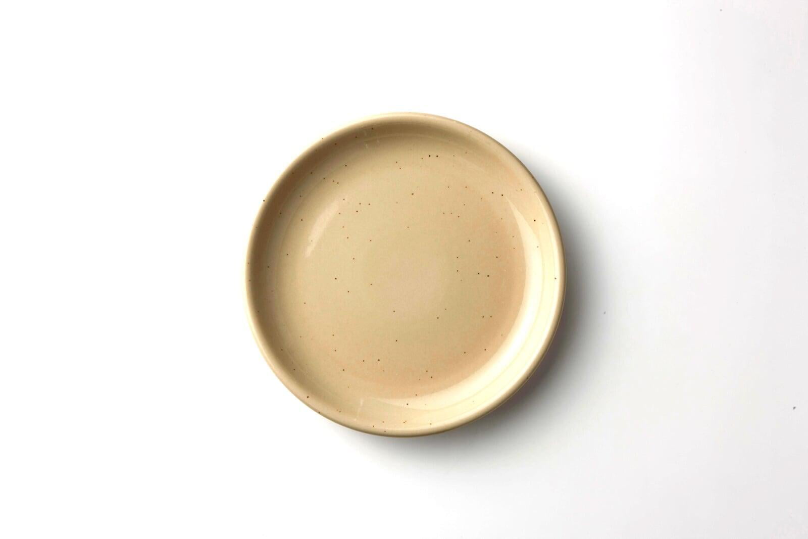 食器 - 洋食器 黄色(黒ツブ)・フチ丸・丸形 直径25cm
