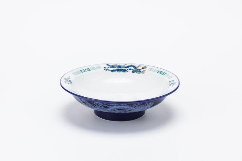 食器 - 中華風 スープ皿 外側青・内側龍柄 直径21.5cm 高さ6cm