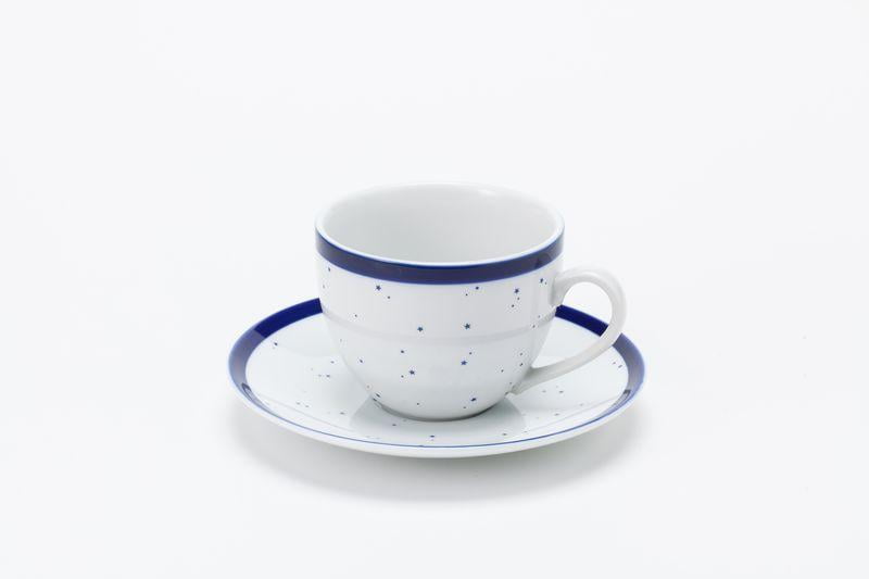 食器 - 洋食器 白地・青 星柄 カップ&ソーサーセット 直径16cm 高さ9cm