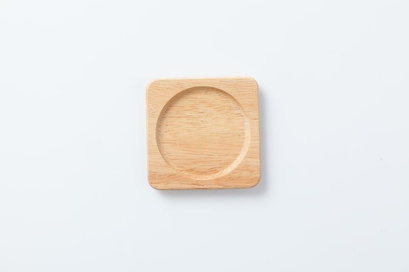 茶たく - ソーサー 木目柄 スクエア型 木製 直径9.5cm 和食器