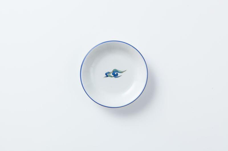 食器 - 中華小皿 龍柄シリーズ 白地フチ青 直径13cm