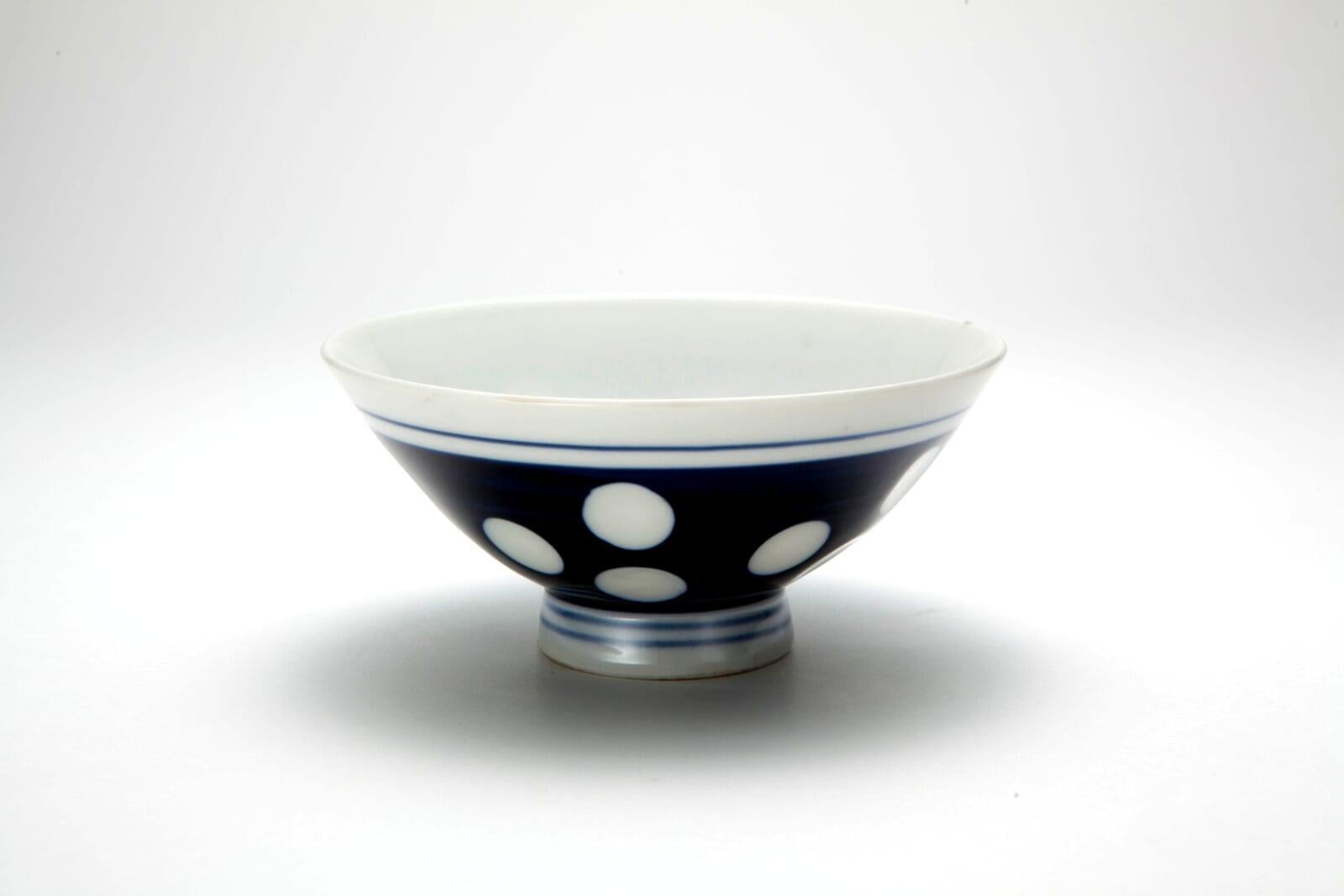 食器 - 和食器 飯椀 ごはん茶碗 紺色白水玉柄 直径12cm 高さ5cm
