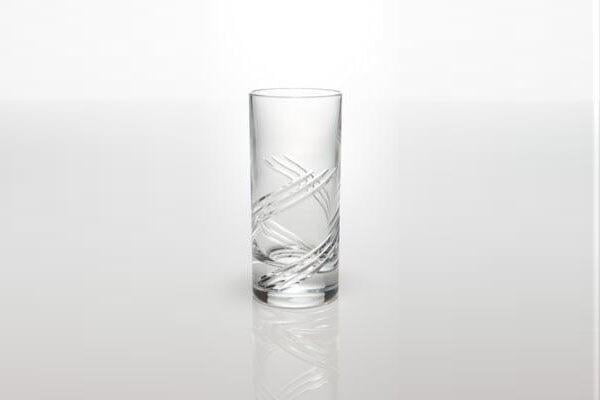 グラス - タンブラー 円柱シルエット 切込み螺旋加工 直径6cm 高さ14cm