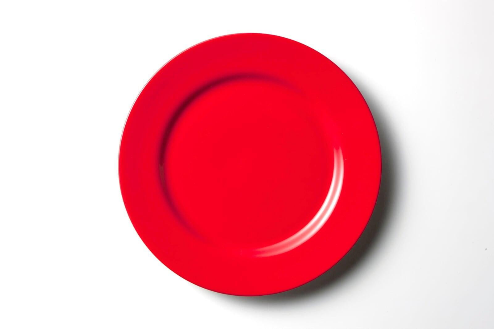 食器 - 洋食器 平皿 赤色・段あり丸形 直径26cm